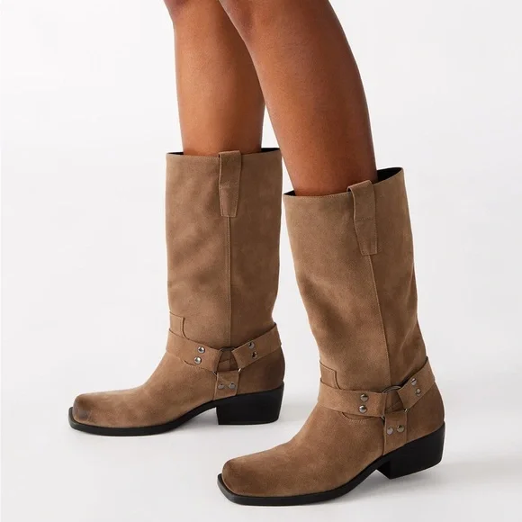 Steve Madden RUSKIN TAUPE SUEDE BOOTS size 9.5 - Picture 4 of 10